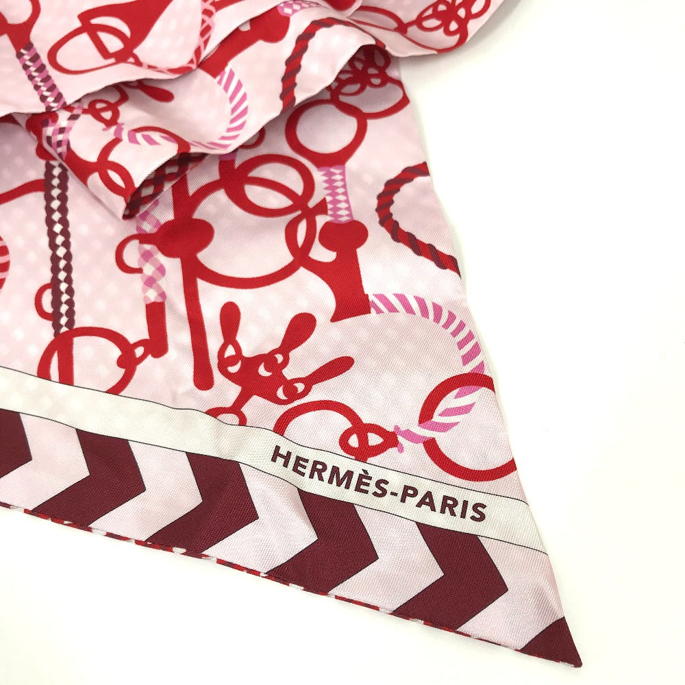 HERMES scarf silk Red bandeau scarf Maxi Twilly Women Used Authentic