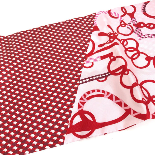HERMES scarf silk Red bandeau scarf Maxi Twilly Women Used Authentic