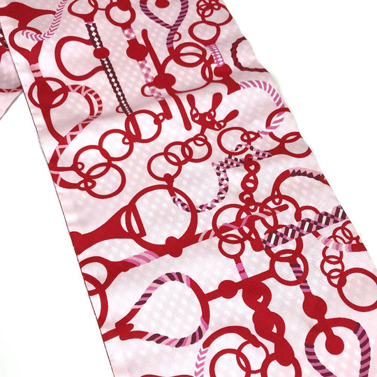 HERMES scarf silk Red bandeau scarf Maxi Twilly Women Used Authentic
