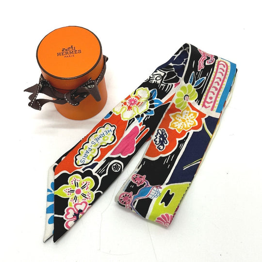 HERMES scarf silk multicolor flour Bingata Bingata