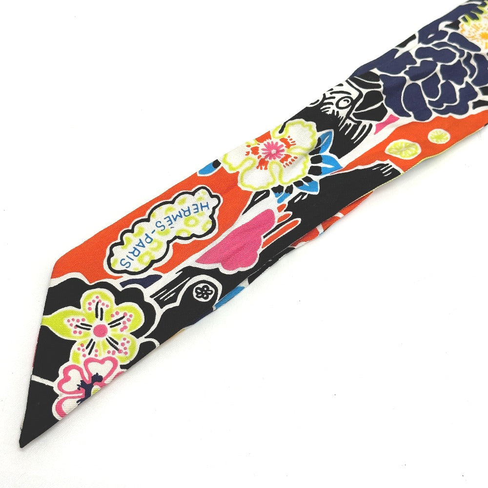 HERMES scarf silk multicolor flour Bingata Bingata