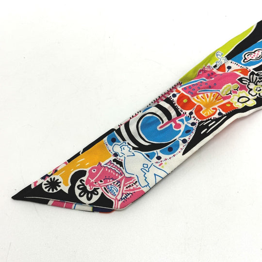 HERMES scarf silk multicolor flour Bingata Bingata
