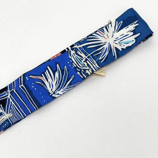 HERMES scarf silk blue RAYURES DETE Twilly Women Used Authentic