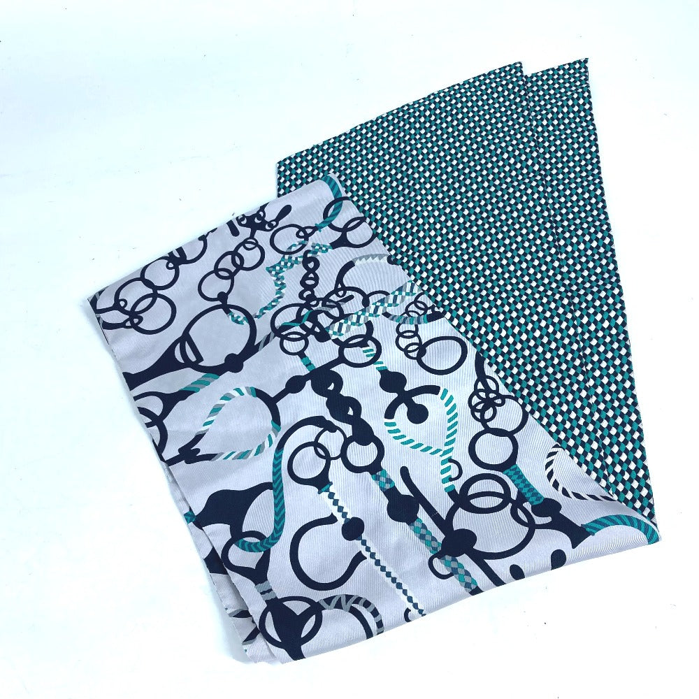 HERMES scarf silk green Maxi Twilly Women Used Authentic