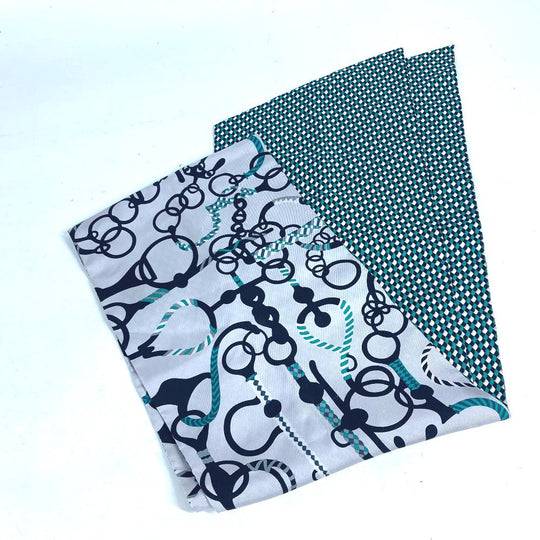 HERMES scarf silk green Maxi Twilly Women Used Authentic