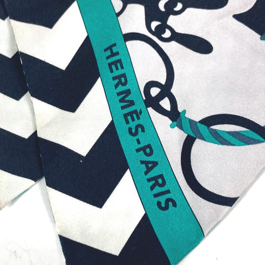 HERMES scarf silk green Maxi Twilly Women Used Authentic