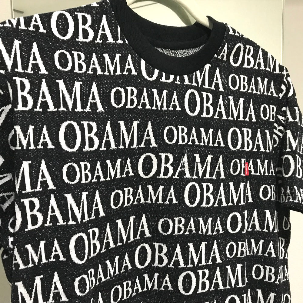 Supreme Short sleeve T-shirt cotton black Obama Jacquard Short Sleeve mens S Used Authentic