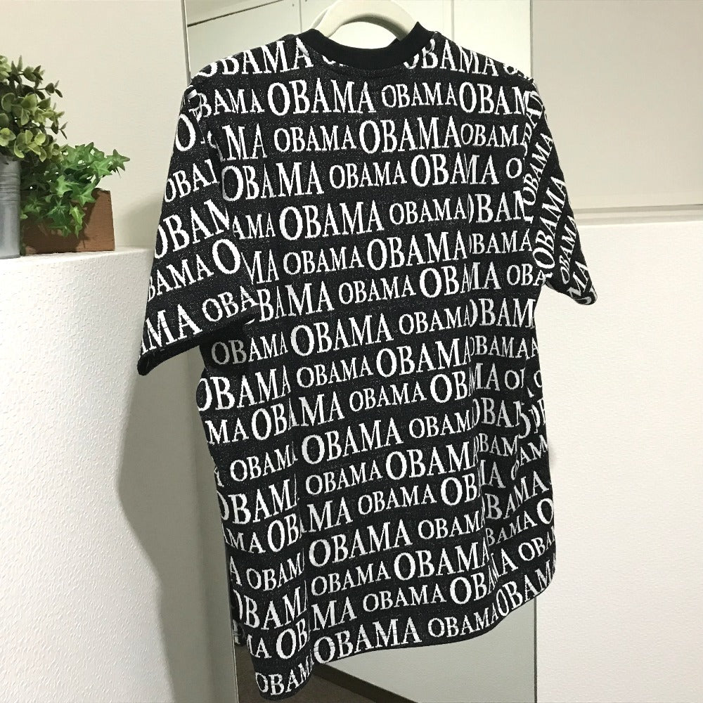 Supreme Short sleeve T-shirt cotton black Obama Jacquard Short Sleeve mens S Used Authentic