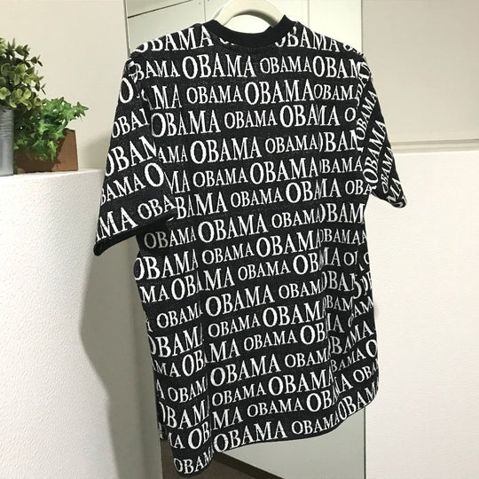Supreme Short sleeve T-shirt cotton black Obama Jacquard Short Sleeve mens S Used Authentic
