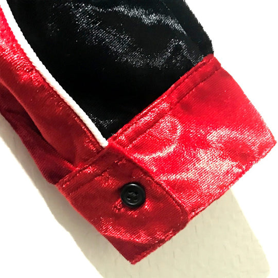 Supreme Long sleeve shirt polyester Red x black Velvet work 18AW Velvet Swirl Work Shirt mens S Used Authentic