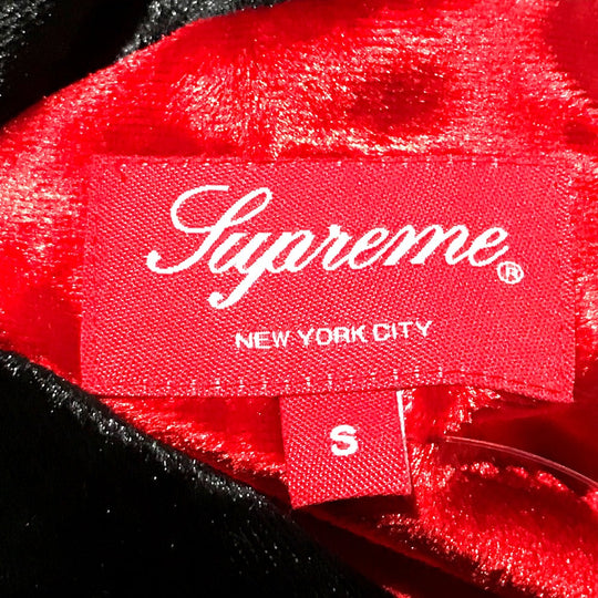 Supreme Long sleeve shirt polyester Red x black Velvet work 18AW Velvet Swirl Work Shirt mens S Used Authentic