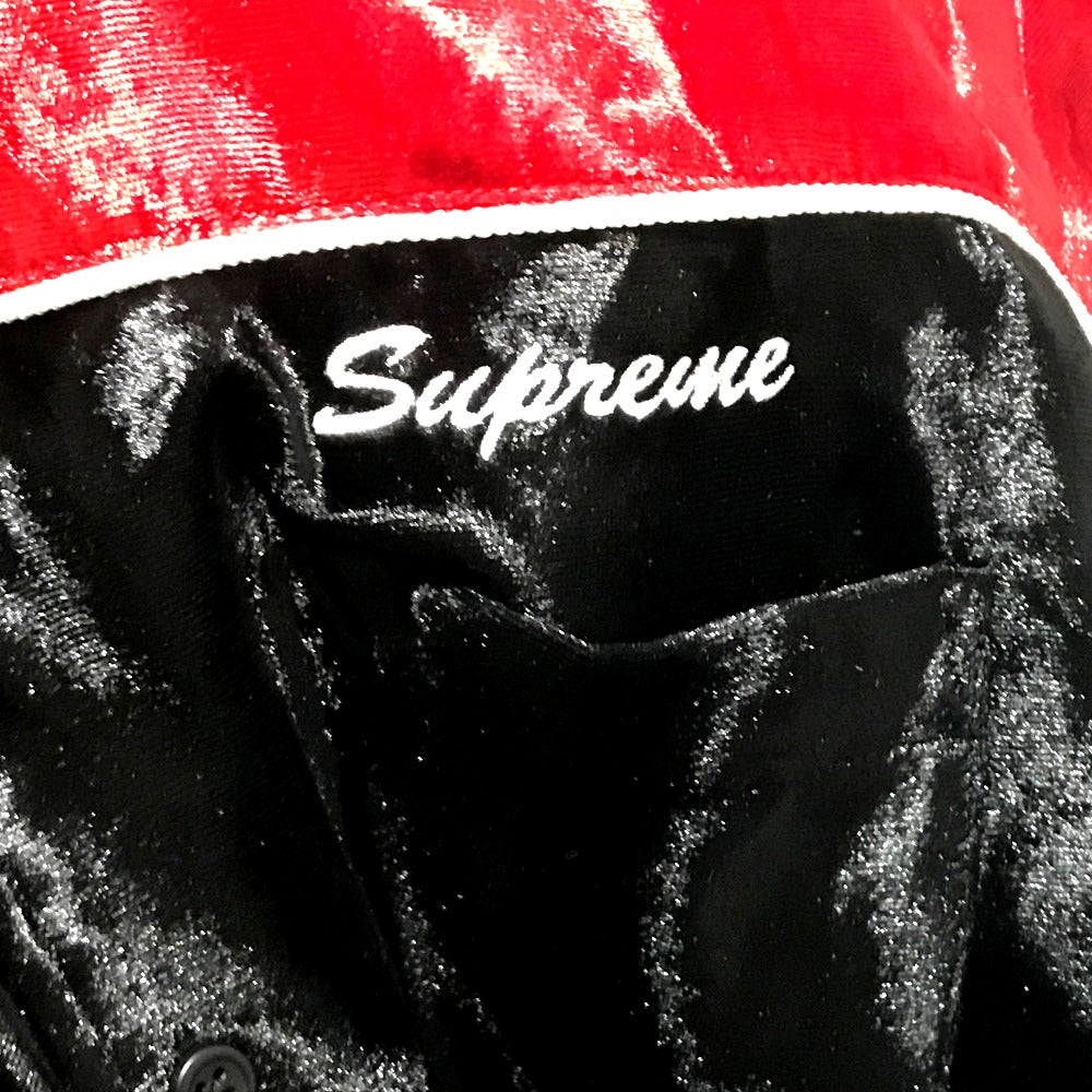 Supreme Long sleeve shirt polyester Red x black Velvet work 18AW Velvet Swirl Work Shirt mens S Used Authentic