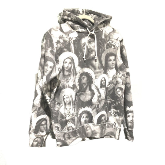 Supreme Hoodie cotton Dark gray sweat Jesus and Mary Hooded Sweatshirt mens S Used Authentic