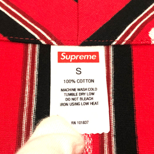 Supreme Short sleeve shirt cotton Red Jacquard logo Baseball jersey shirt mens S Used Authentic