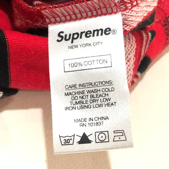 Supreme Short sleeve shirt cotton Red Jacquard logo Baseball jersey shirt mens S Used Authentic