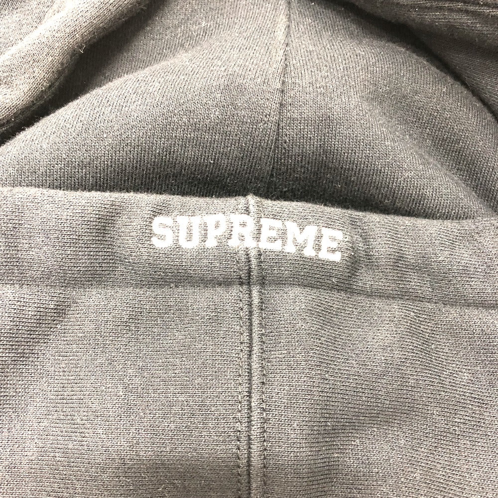 Supreme Hoodie cotton black Apparel/Trainers Nike logo leather patch mens S Used Authentic