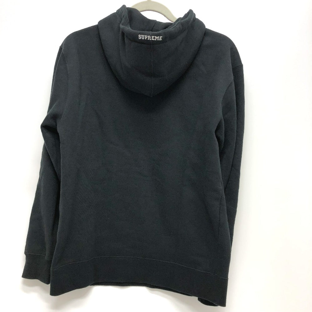 Supreme Hoodie cotton black Apparel/Trainers Nike logo leather patch mens S Used Authentic