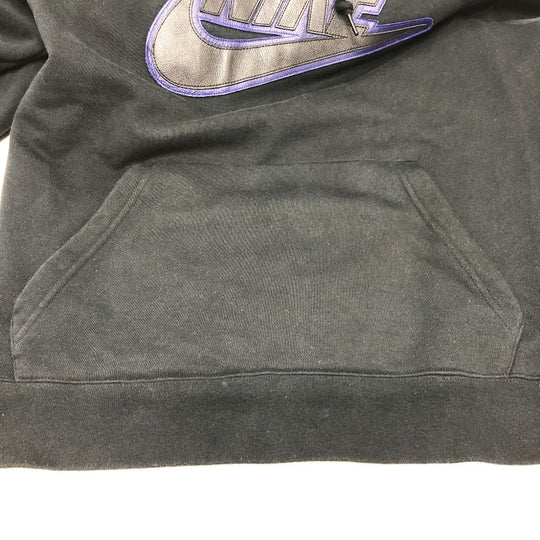 Supreme Hoodie cotton black Apparel/Trainers Nike logo leather patch mens S Used Authentic