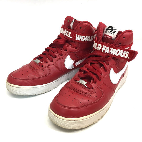 Supreme sneakers leather Red Nike x Supreme air force 1 high cut sneakers mens 10 Used Authentic