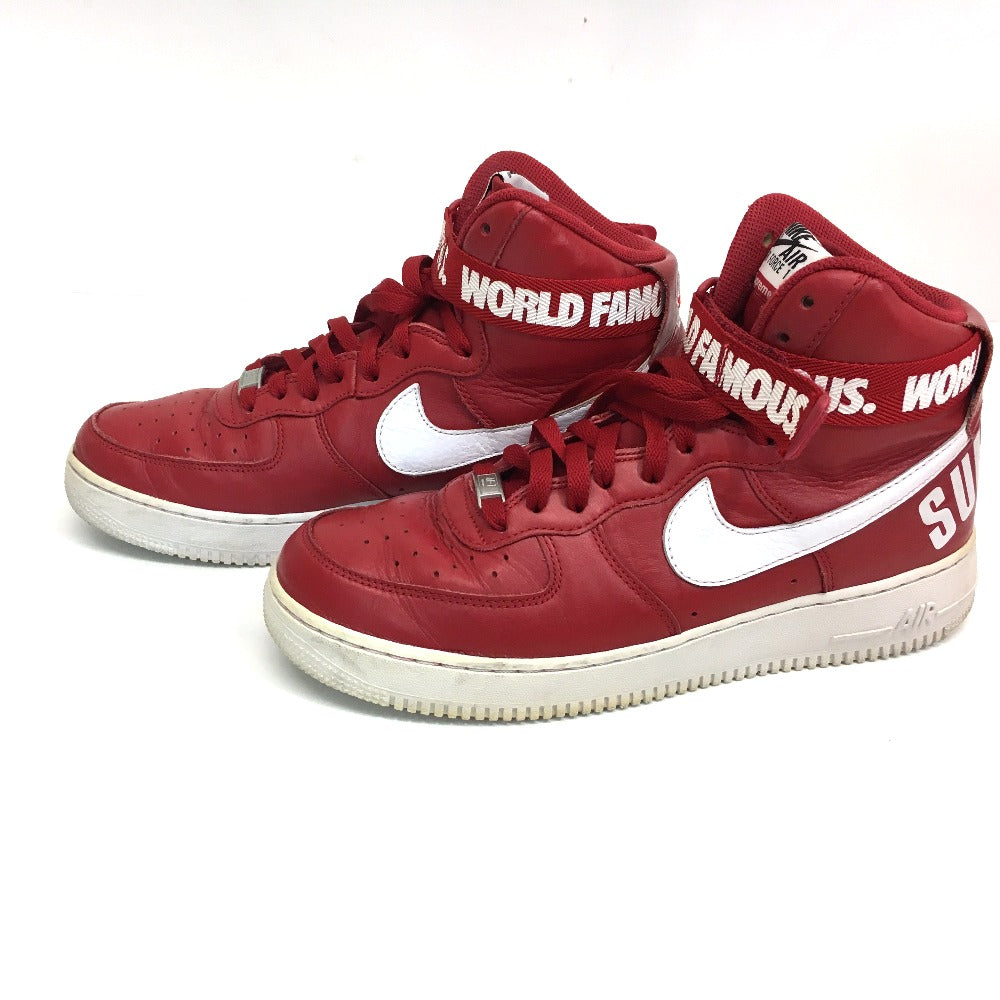 Supreme sneakers leather Red Nike x Supreme air force 1 high cut sneakers mens 10 Used Authentic