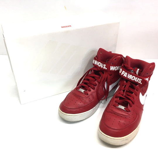 Supreme sneakers leather Red Nike x Supreme air force 1 high cut sneakers mens 10 Used Authentic