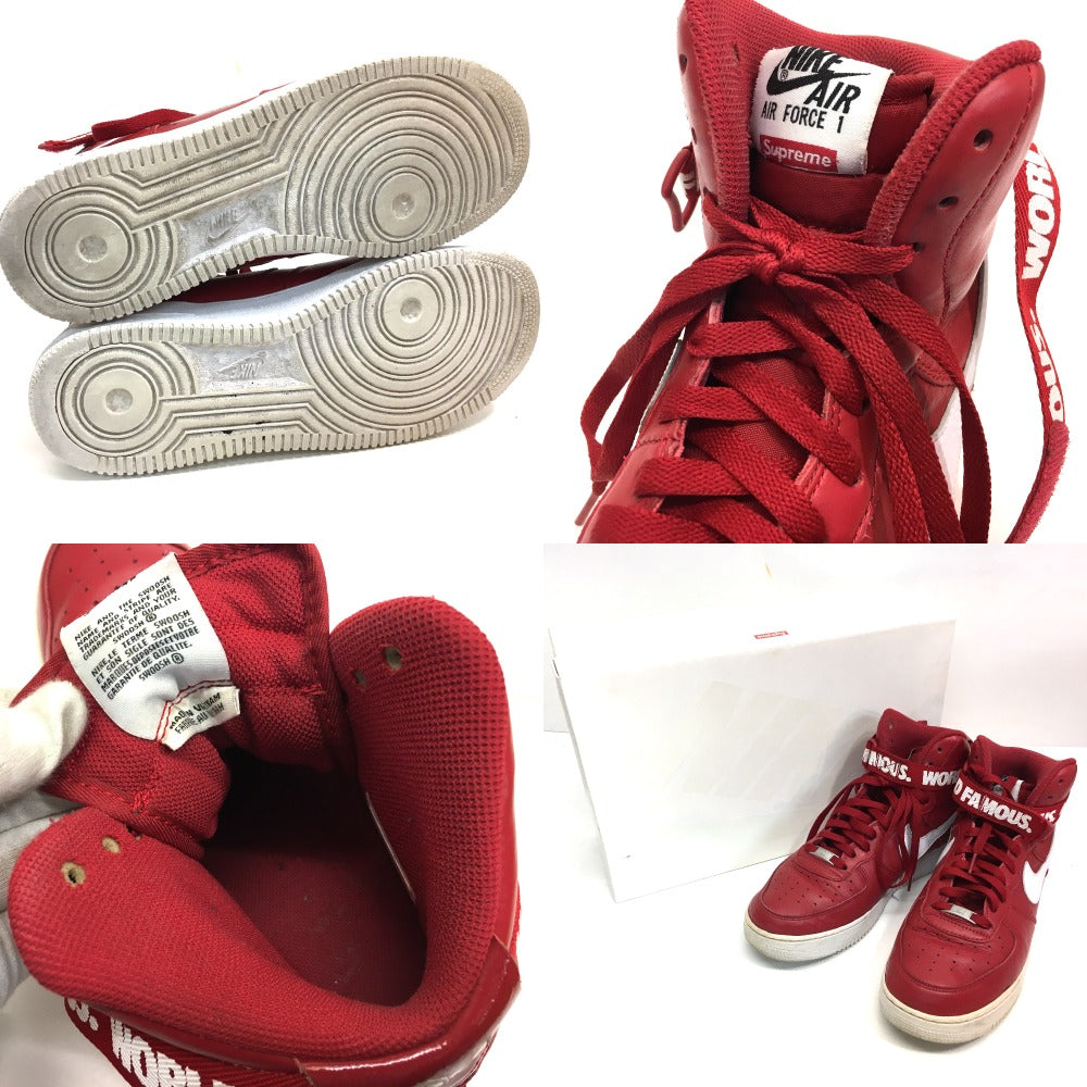 Supreme sneakers leather Red Nike x Supreme air force 1 high cut sneakers mens 10 Used Authentic