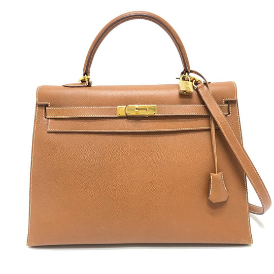 HERMES Handbag Courchevel Brown Kelly 35 Women Used Authentic