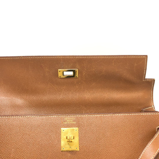 HERMES Handbag Courchevel Brown Kelly 35 Women Used Authentic