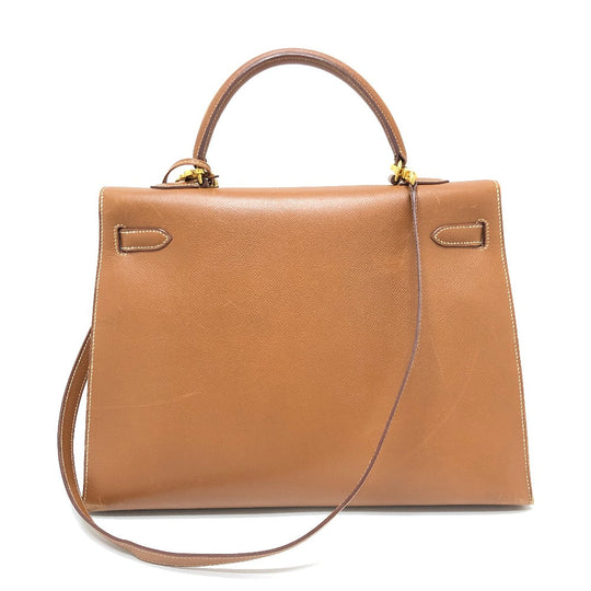 HERMES Handbag Courchevel Brown Kelly 35 Women Used Authentic