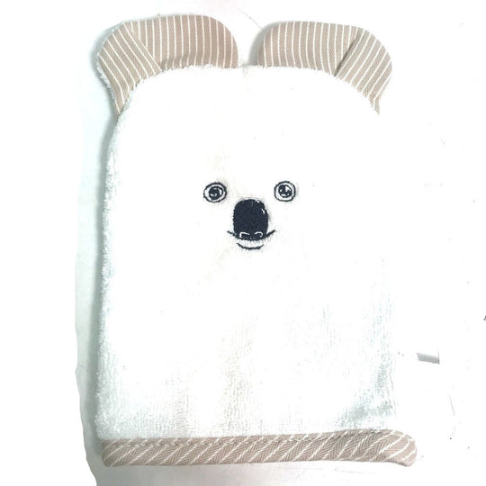 HERMES towel cotton white baby baby Koala washcloth pass-through body mittens Kids Used Authentic