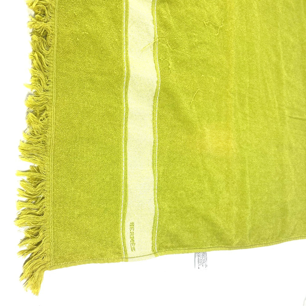 HERMES towel cotton green Bath towel Interior Throw Blanket Sailing Women Used Authentic