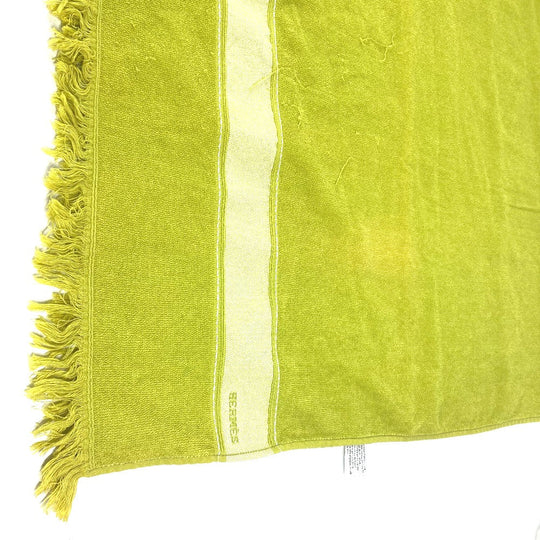 HERMES towel cotton green Bath towel Interior Throw Blanket Sailing Women Used Authentic