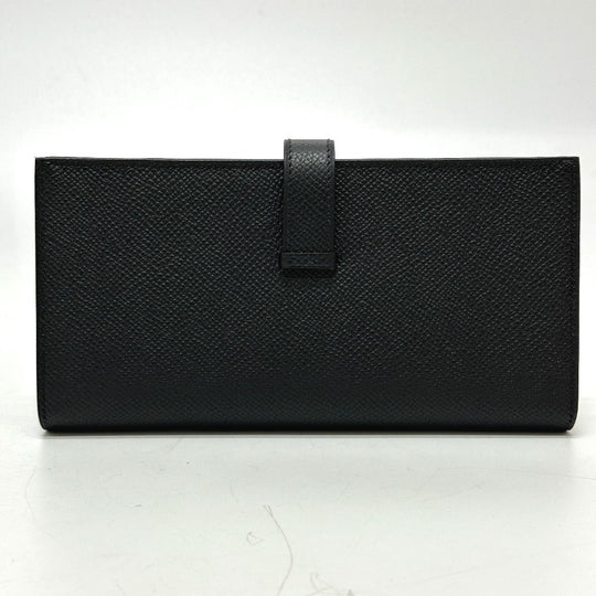 HERMES Long Wallet Purse Epsom black Long wallet Beansufla unisex(Unisex) Used Authentic