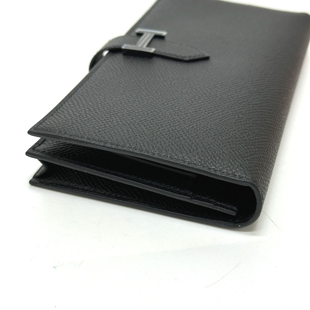HERMES Long Wallet Purse Epsom black Long wallet Beansufla unisex(Unisex) Used Authentic