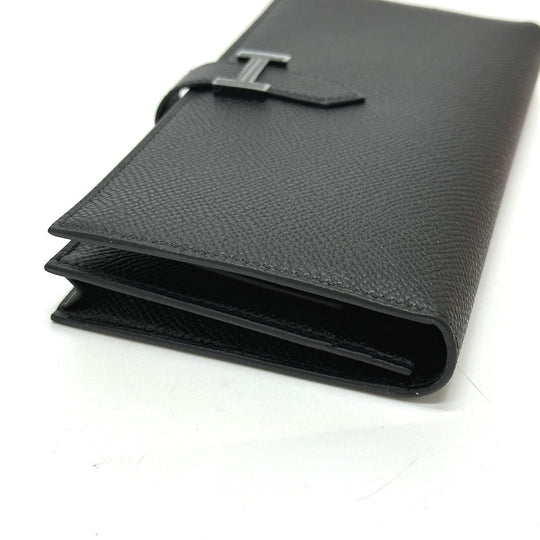 HERMES Long Wallet Purse Epsom black Long wallet Beansufla unisex(Unisex) Used Authentic