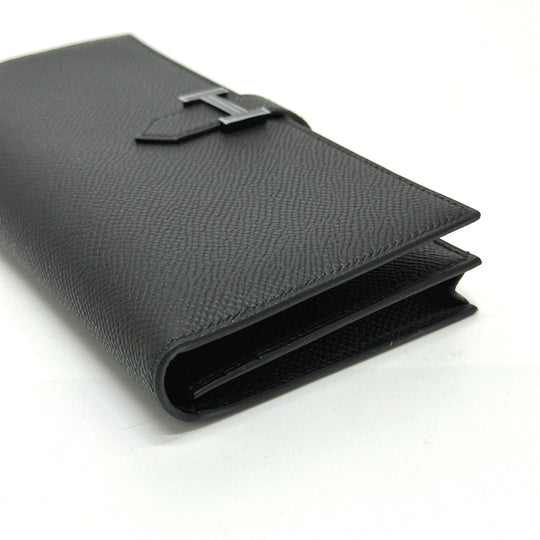 HERMES Long Wallet Purse Epsom black Long wallet Beansufla unisex(Unisex) Used Authentic