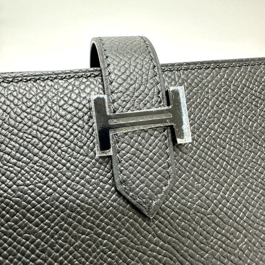 HERMES Long Wallet Purse Epsom black Long wallet Beansufla unisex(Unisex) Used Authentic