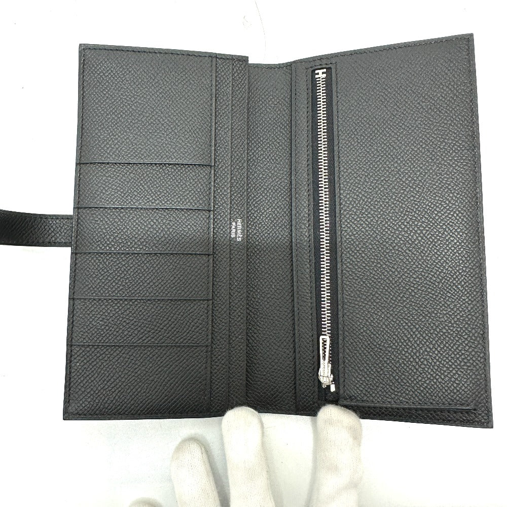 HERMES Long Wallet Purse Epsom black Long wallet Beansufla unisex(Unisex) Used Authentic