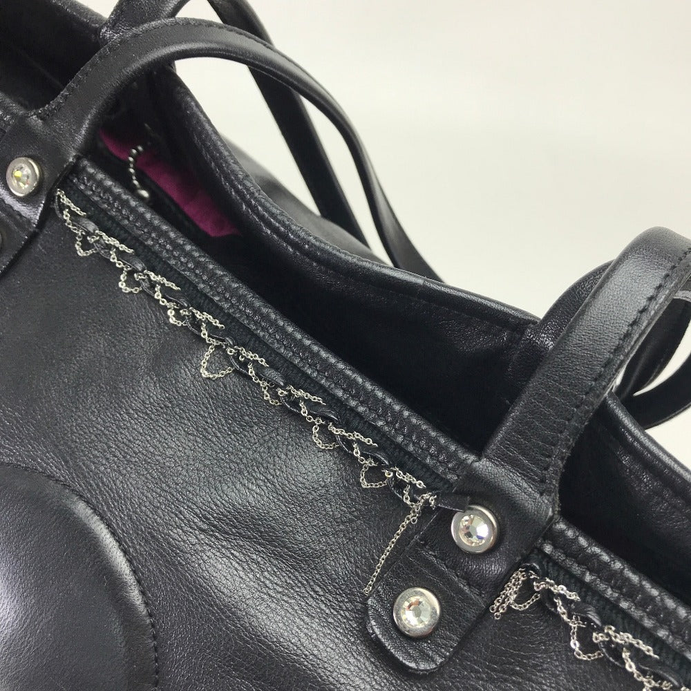 mastermind JAPAN Tote Bag leather black Men's Women Skull unisex(Unisex) Used Authentic