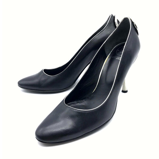 mastermind JAPAN pumps leather black Skull Almond toe Women 24 Used Authentic