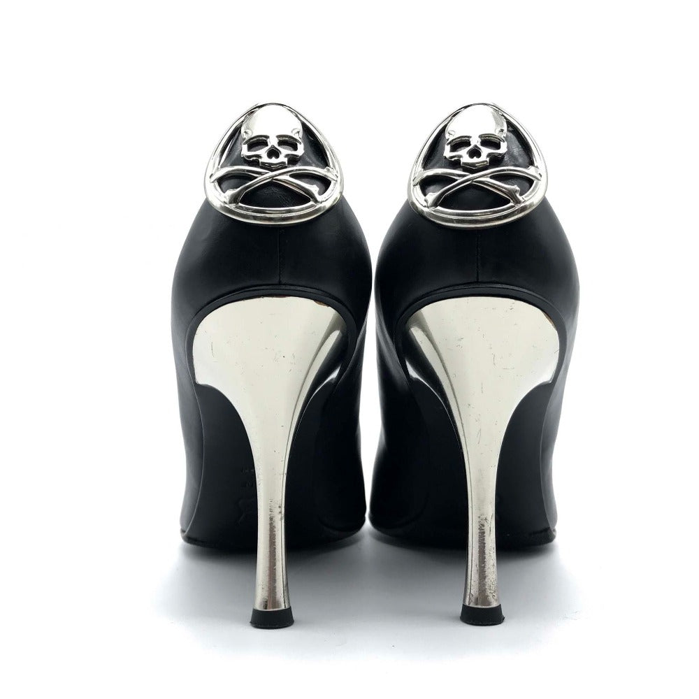 mastermind JAPAN pumps leather black Skull Almond toe Women 24 Used Authentic