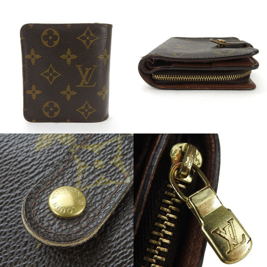 LOUIS VUITTON Bifold Wallet M61667 Monogram Brown Compact zip