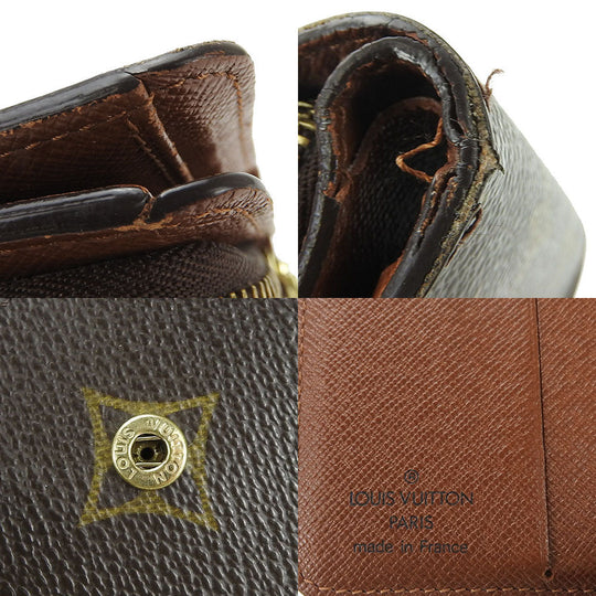LOUIS VUITTON Bifold Wallet M61667 Monogram Brown Compact zip