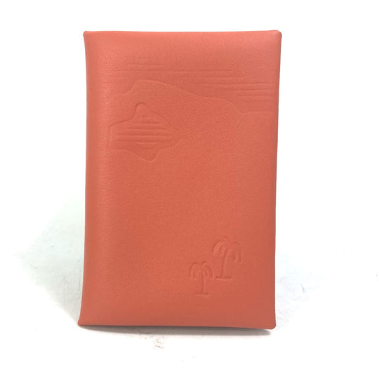 HERMES Card Case Swift Orange Business Card Holder Pass Case kalvi palm tree design unisex(Unisex) Used Authentic