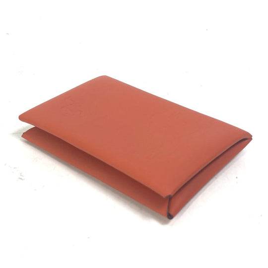 HERMES Card Case Swift Orange Business Card Holder Pass Case kalvi palm tree design unisex(Unisex) Used Authentic