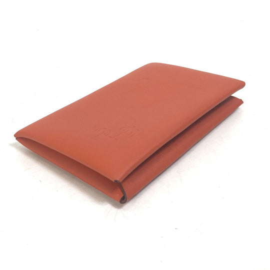 HERMES Card Case Swift Orange Business Card Holder Pass Case kalvi palm tree design unisex(Unisex) Used Authentic