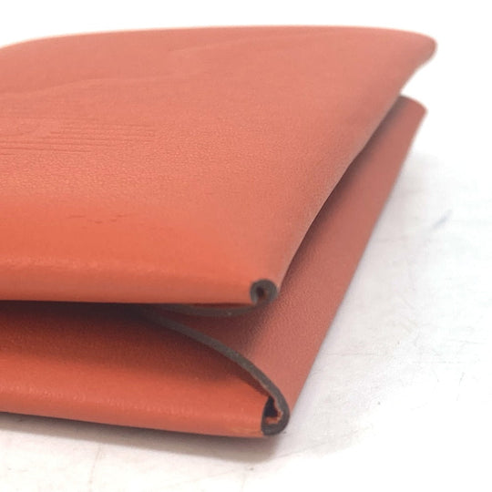 HERMES Card Case Swift Orange Business Card Holder Pass Case kalvi palm tree design unisex(Unisex) Used Authentic