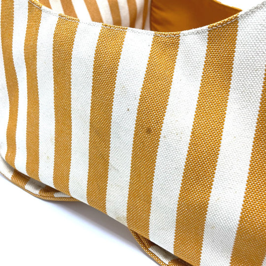 HERMES Tote Bag cotton Orange Cannes border Women Used Authentic