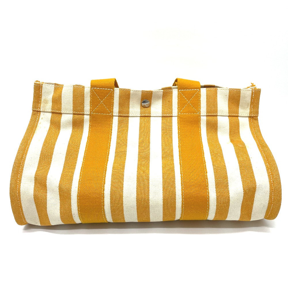 HERMES Tote Bag cotton Orange Cannes border Women Used Authentic