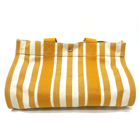 HERMES Tote Bag cotton Orange Cannes border Women Used Authentic